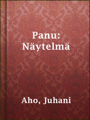 cover image of Panu: Näytelmä